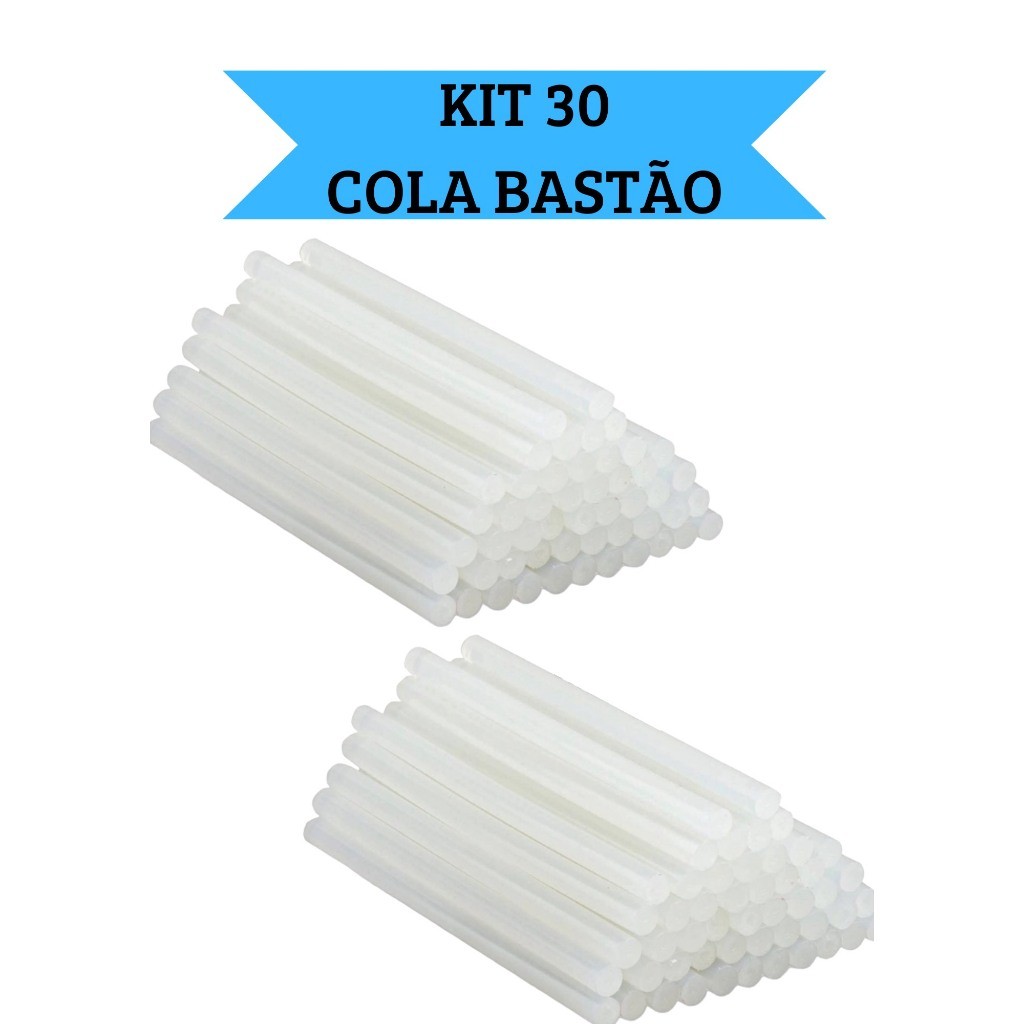 Kit 30 Bastão Refil Cola Quente 11mm 30cm Grosso Transparente Arte Escola em Oferta na Shopee