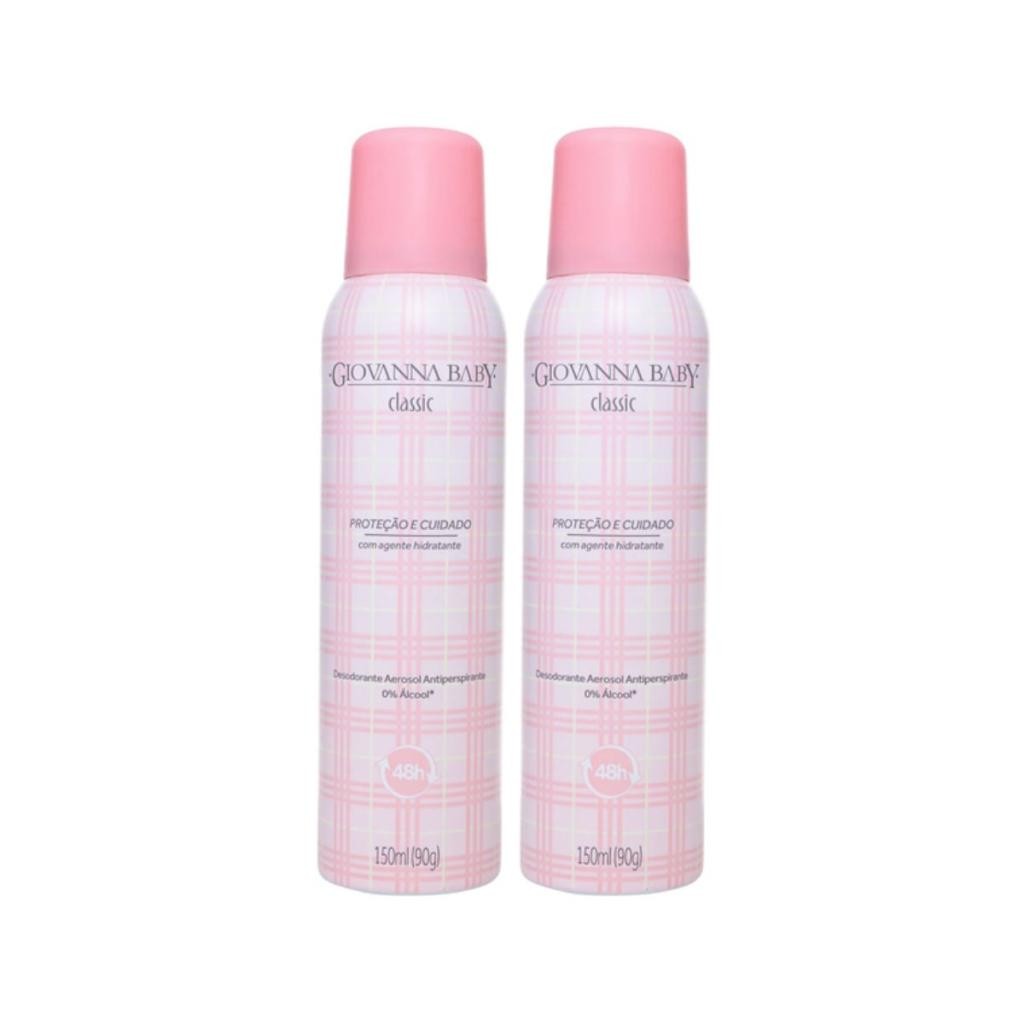 Kit 2 Desodorantes Antitranspirante Aerosol Classic Giovanna Baby 150ml