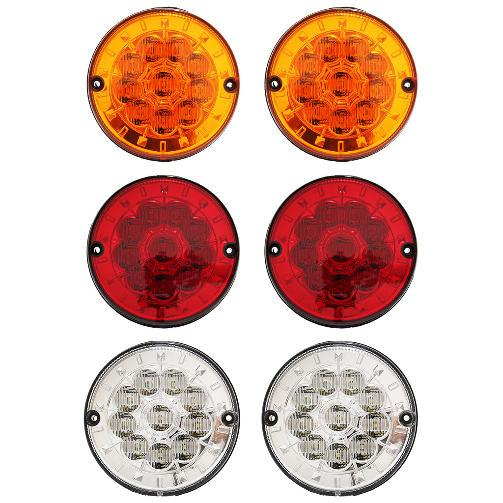 6 Lanterna Traseira 125mm Ônibus Caminhão Carreta 10 LED 12V