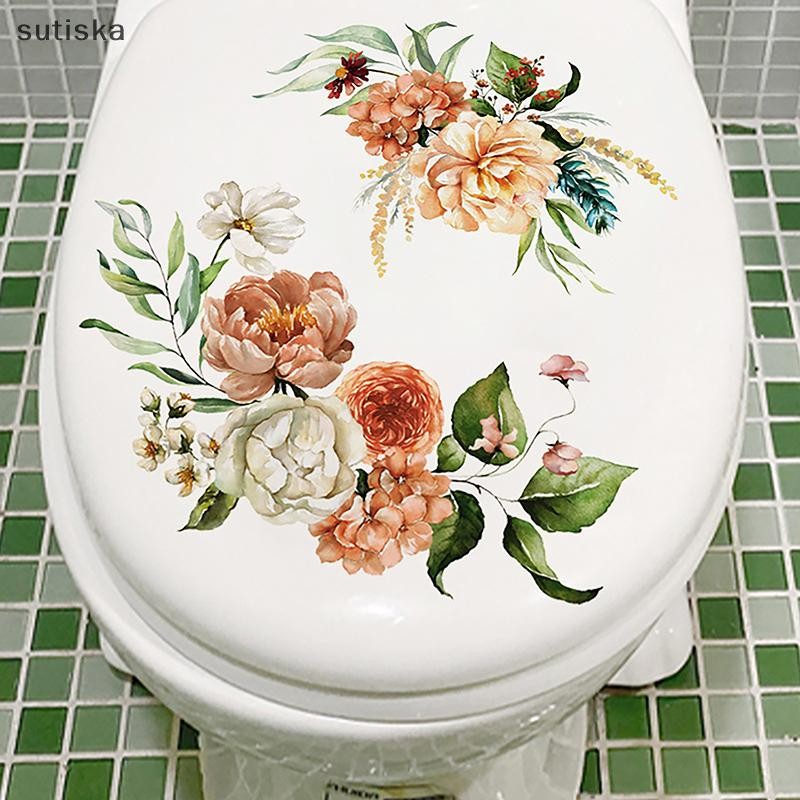sutiska Flor Adesivos De Assento De Vaso Sanitário Auto-Adesivo Decalques De Tampa Diy Removíveis Para Banheiro Decoraçã