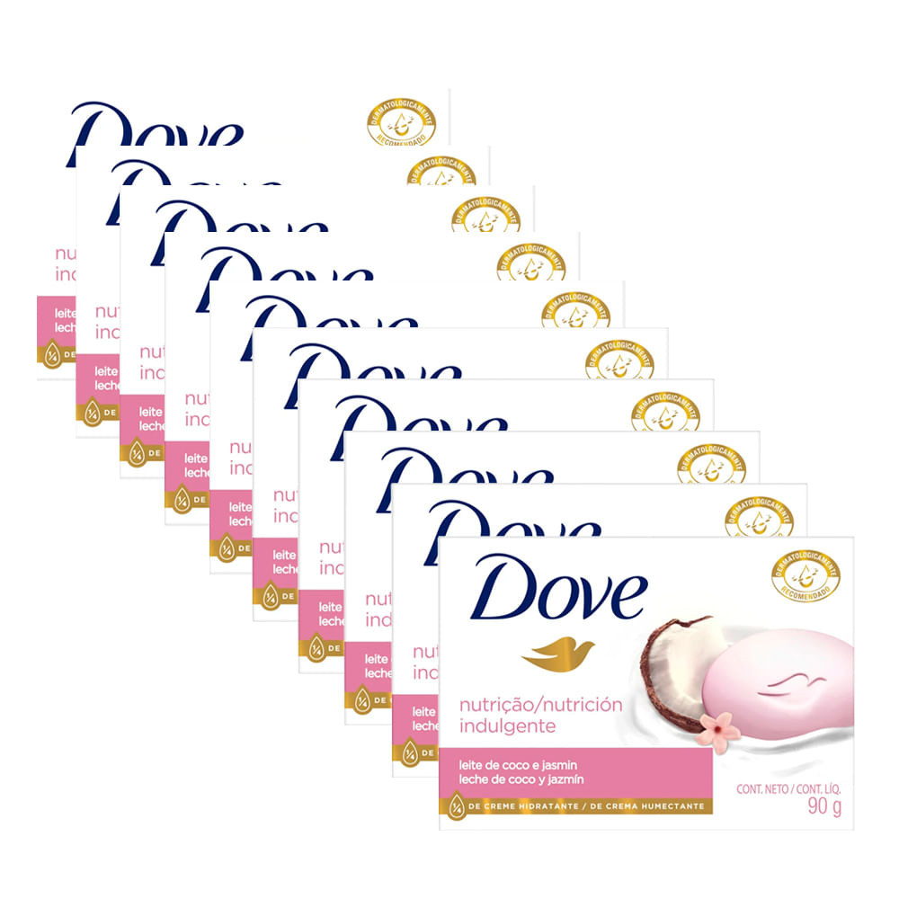 Kit Sabonete Em Barra Dove Leite de Coco 90g 10 Unidades - Beauty