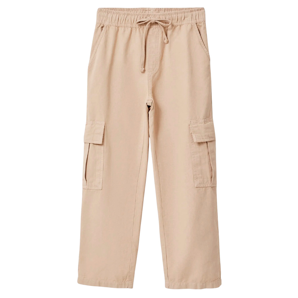 Calça Hering Infantil Bege Cargo Em Sarja