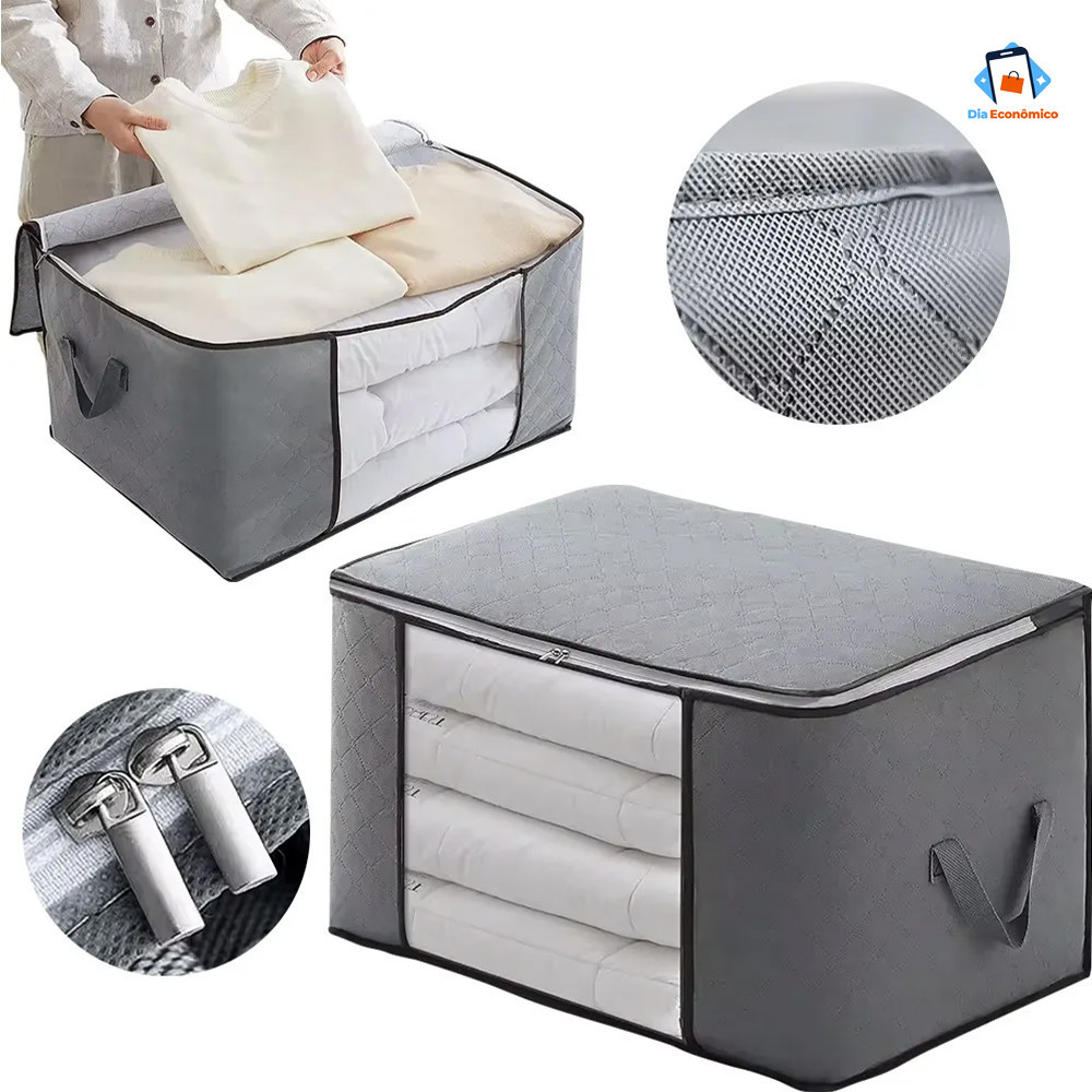 Caixa Saco Organizador Ecológico - Guarda Roupas Anti-Poeira e Umidade para Cobertores e Casacos em Oferta na Shopee