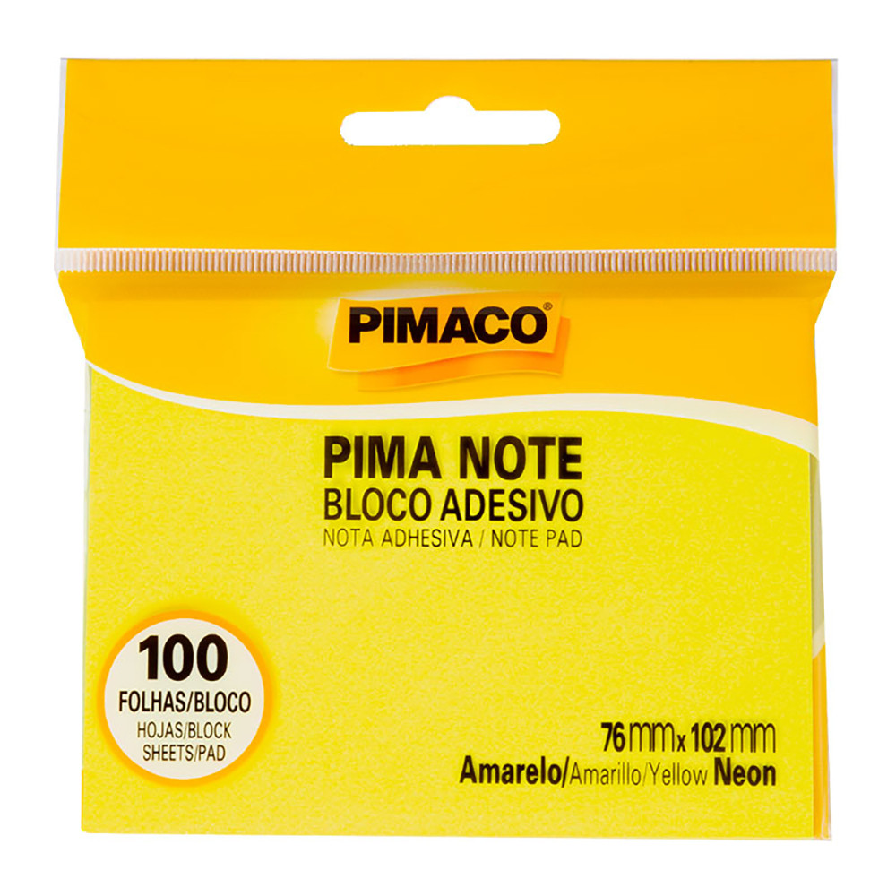 Bloco recado adesivo Pima Note Amarelo Neon 76x102mm 100 fls Pimaco em Oferta na Shopee