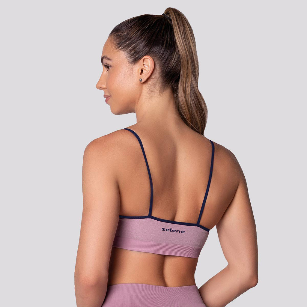 Top Selene Quadriculado Sem Costura com Bojo Removível Rosê