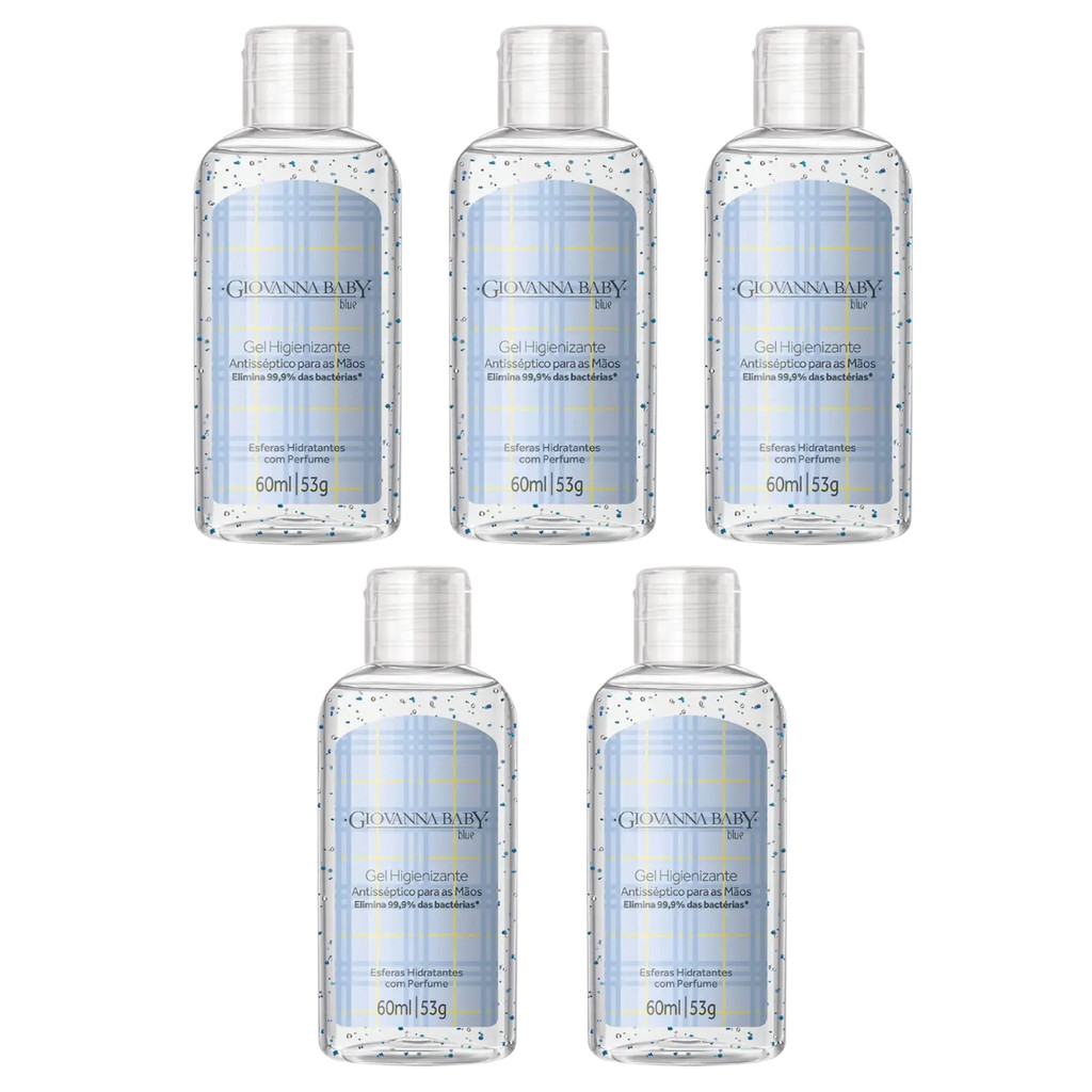 Kit 5 Álcool em Gel Higienizante Giovanna Baby Blue 60ml