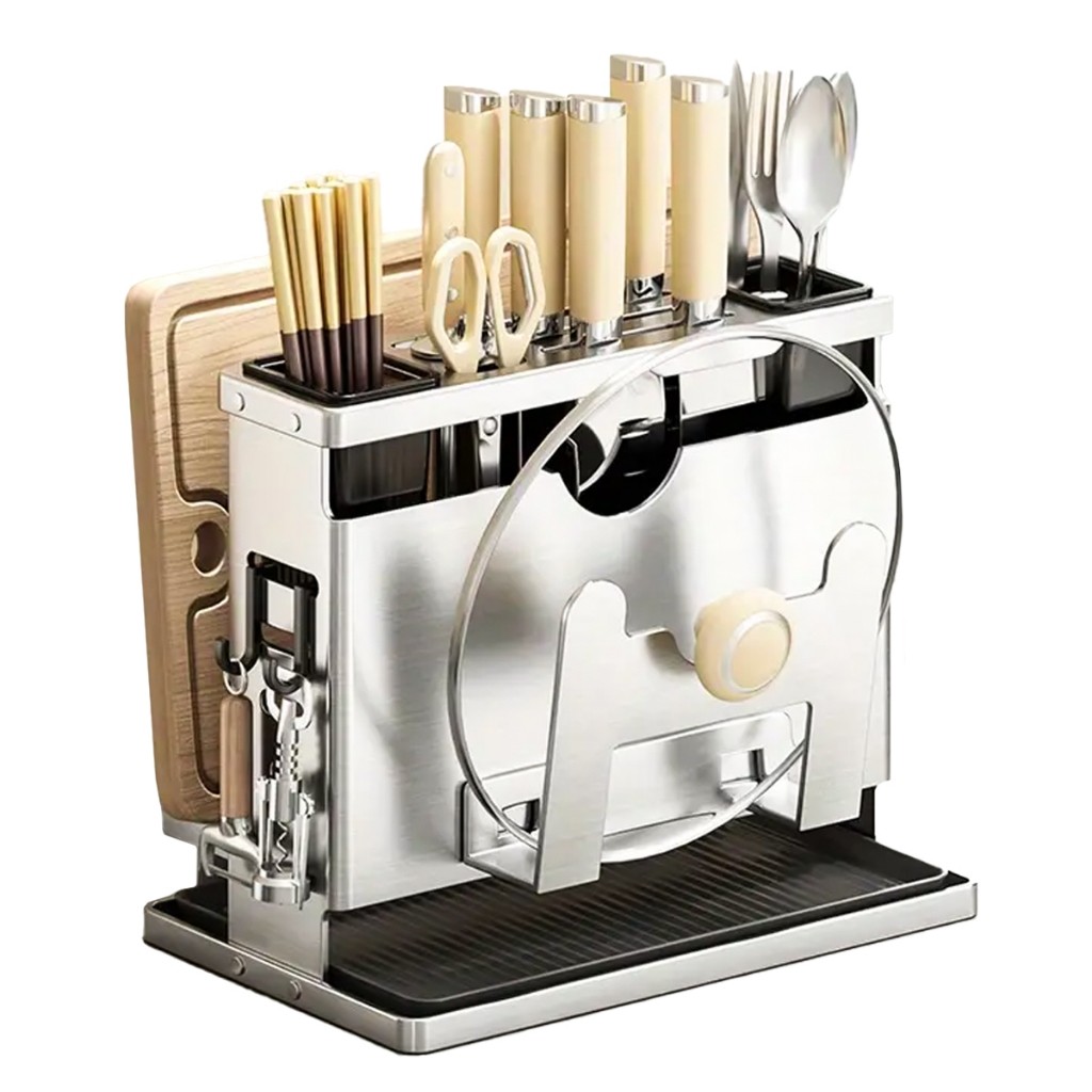Organizador De Talheres Faca Suporte De Tampa Com Escorredor em Oferta na Shopee