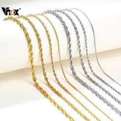 Vnox Ouro Prata Cor Cheia De Aço Inoxidável Colar Corda Corrente Para Homens E Mulheres De 16-24 Polegadas Presente