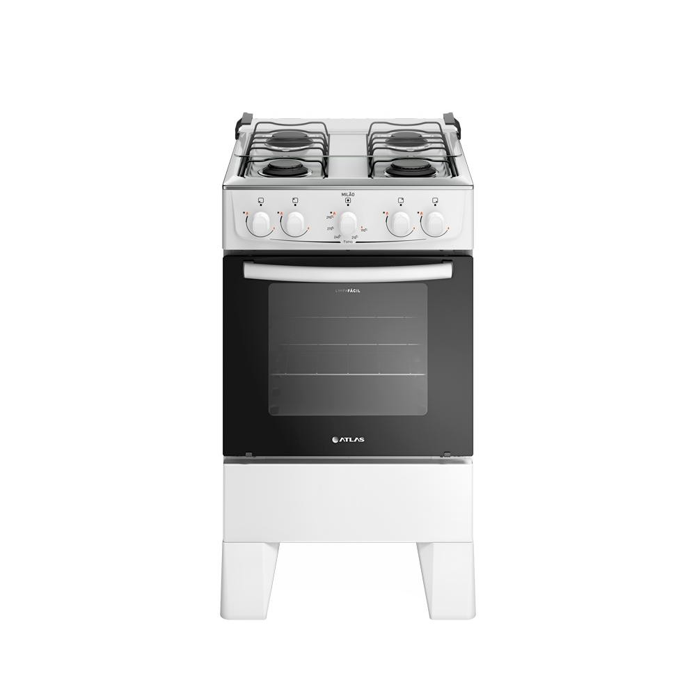 Fogão Atlas Milão 4 Bocas com Mesa de Inox Branco em Oferta na Shopee