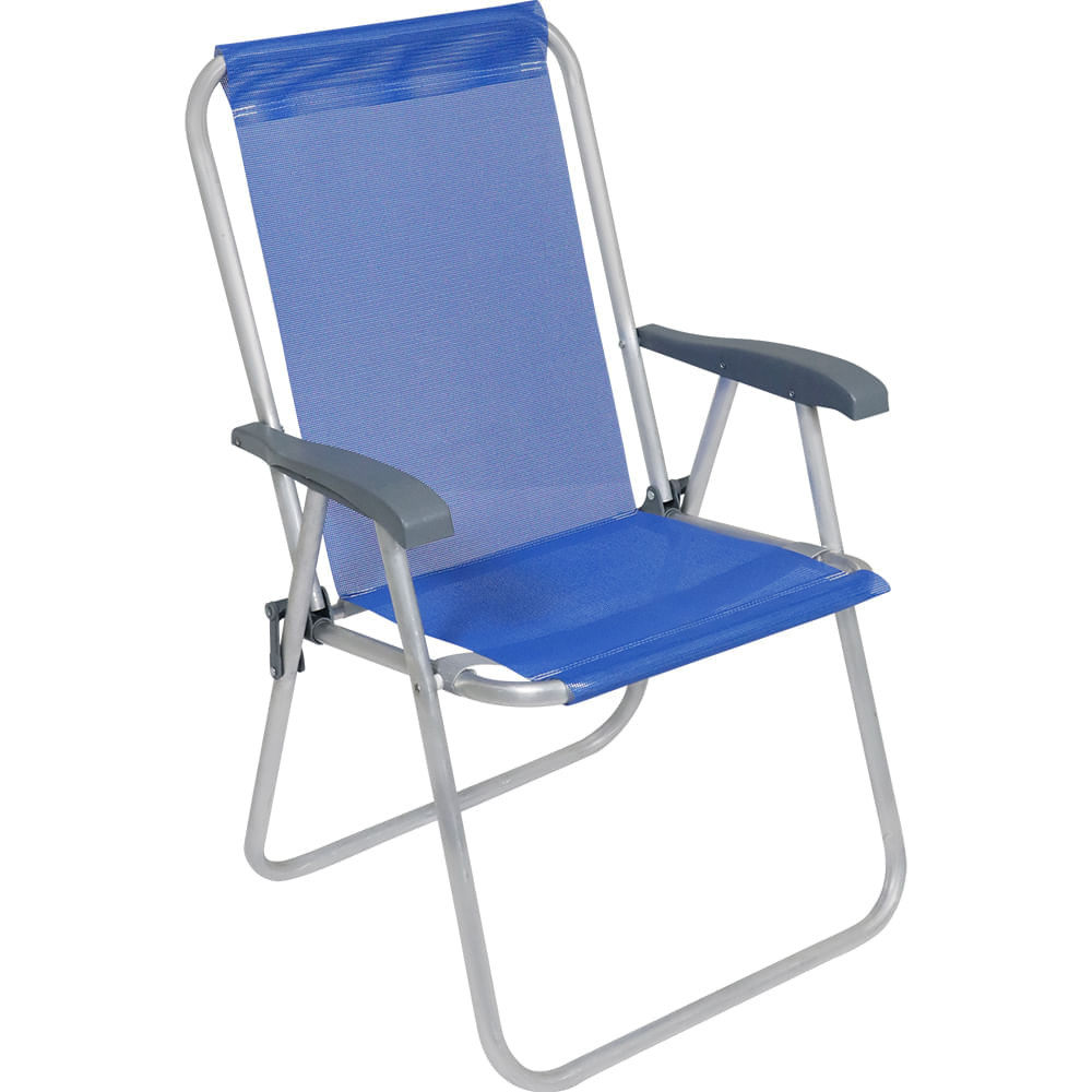 Cadeira de Praia Relax Comfort Alta em Alumínio Azul Bel em Oferta na Shopee
