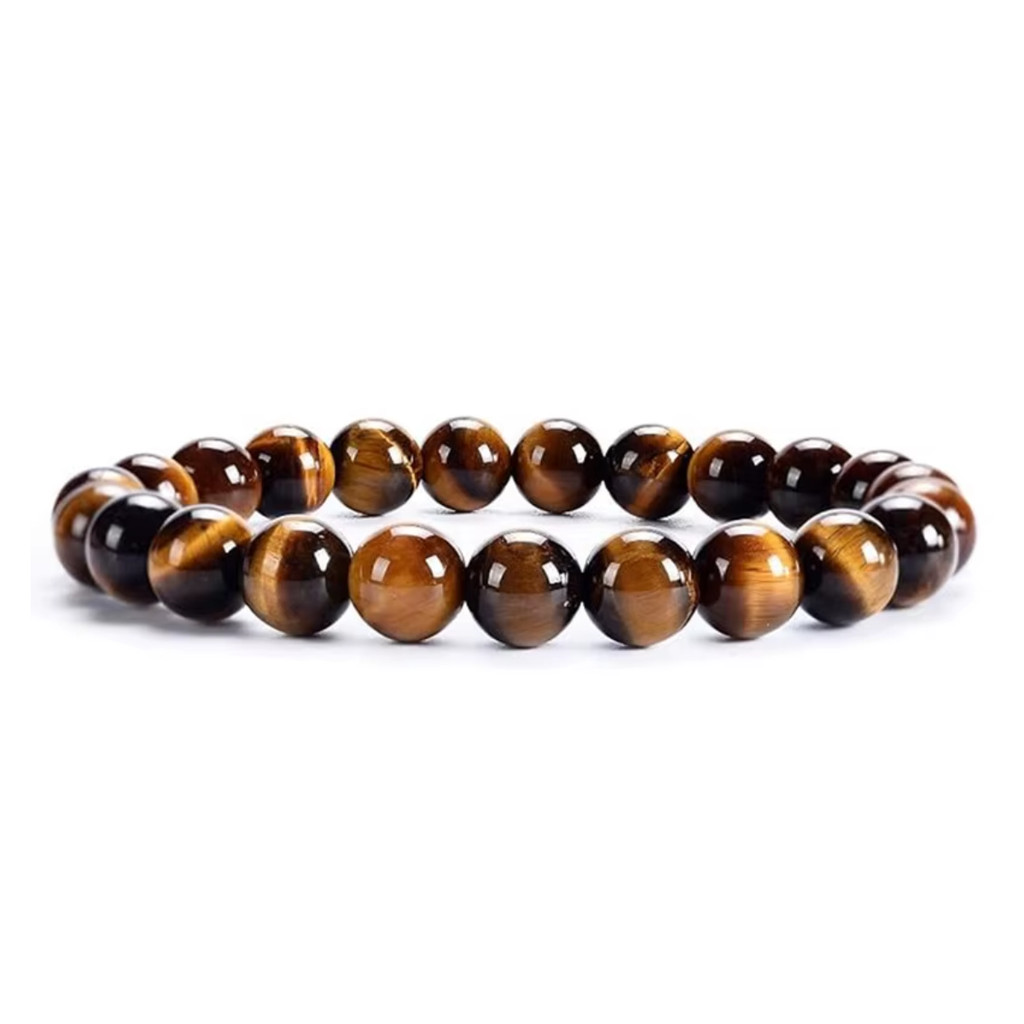 Pulseira Olho de Tigre 8mm Pedra Natural Proteção Coragem Unisex em Oferta na Shopee