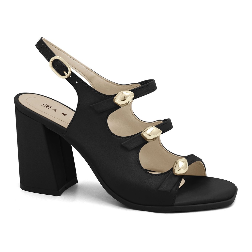Sandalia Feminina Fivela Salto Grosso Ramarim Original