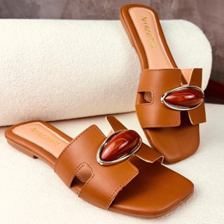 Sandália Rasteirinha Feminina H Aplique Amendoa Lesma Chic Chinelo Bico Quadrado em Oferta na Shopee