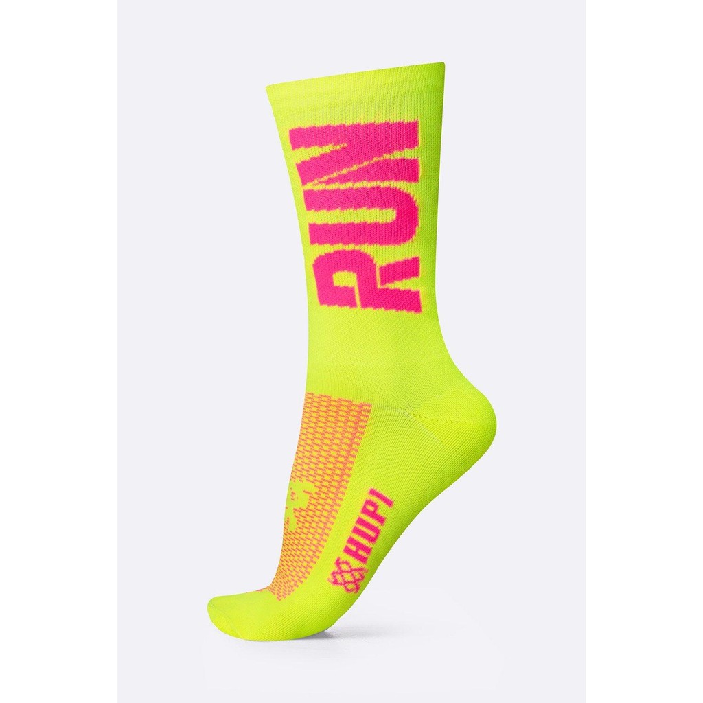 Meia de Corrida HUPI Run Amarelo Neon/Rosa em Oferta na Shopee