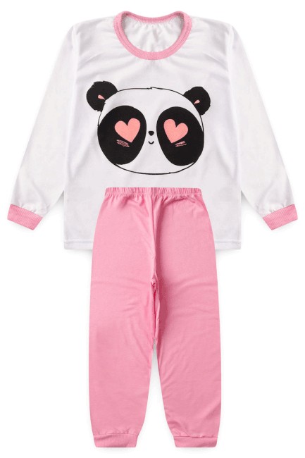 Pijama Infantil Panda Rosa Claro