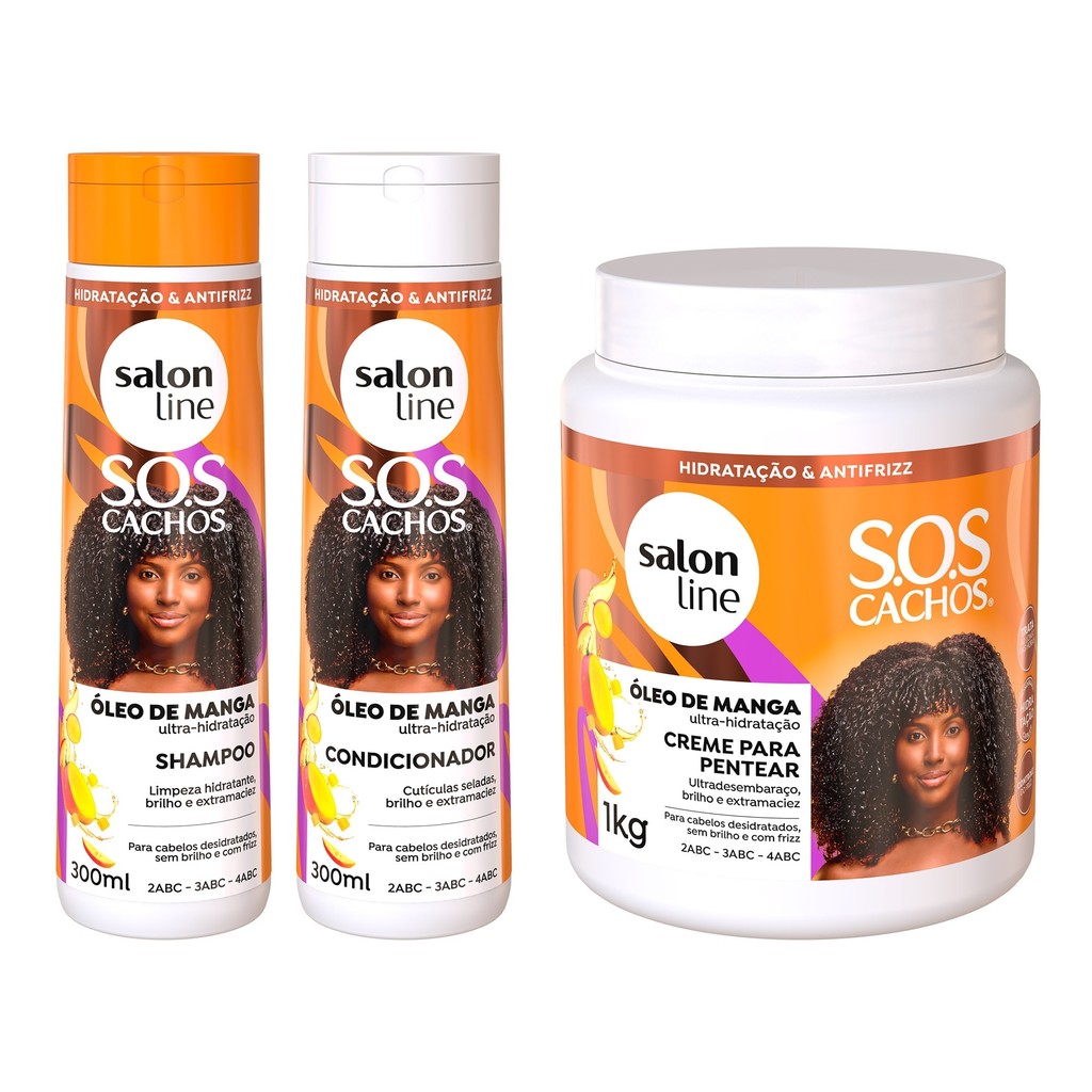 Kit Shampoo, Condicionador e Creme para Pentear SOS Cachos Óleo de Manga - Beauty