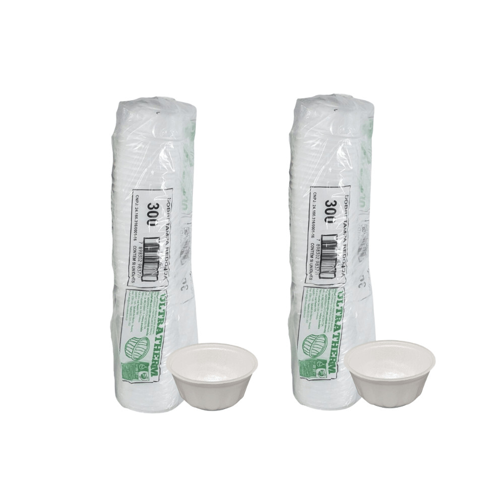 Kit 2 Pacotes de Potes de Isopor 300ml MR300 Ultratherm com 50 unidades (Sem Tampas)