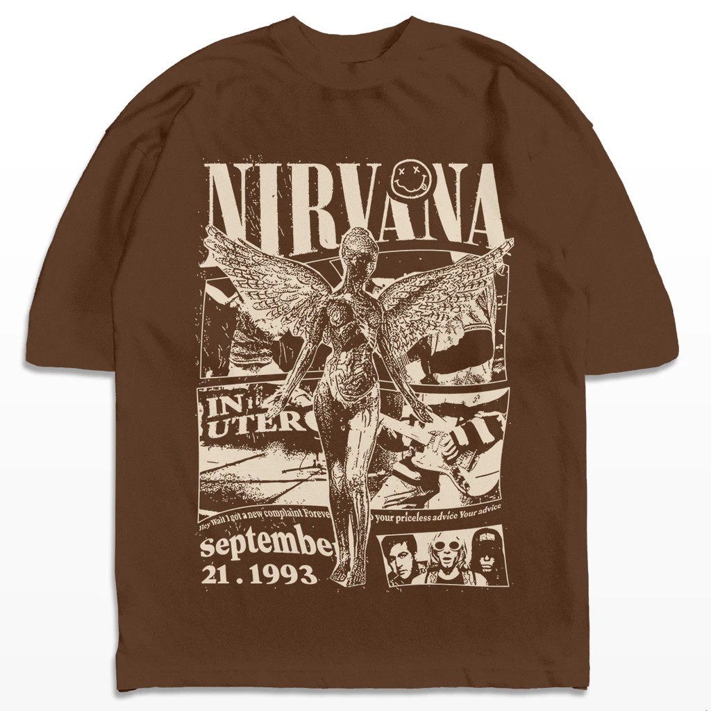 Camiseta Oversized Nirvana 1993 Vintage Banda Rock Streetwear Harajuku Aesthetic Camisa Unissex Plus Size em Oferta na Shopee