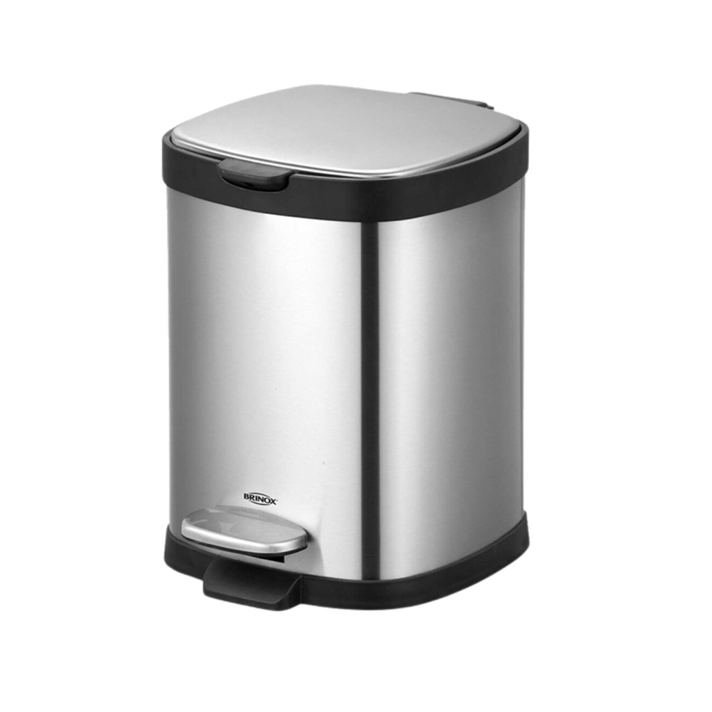 Lixeira com Pedal e Balde Frame 6 Litros Aço Inox Escovado 29x2 Brinox - 3064/101 em Oferta na Shopee