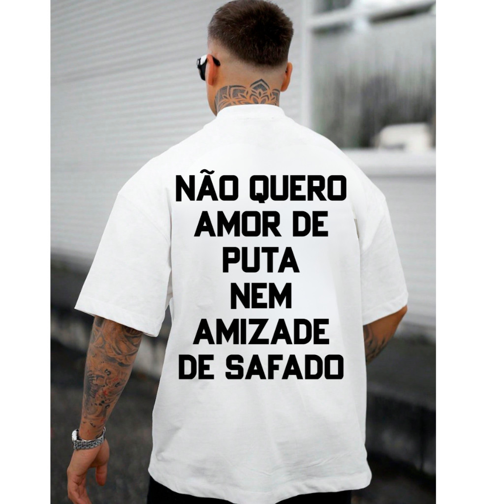 Camiseta Premium em Algodão Puro Camiseta Oversized  Não quero Amor Frase Maromba Academia Treinos