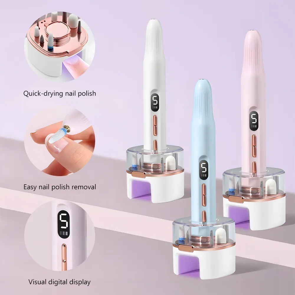 Máquina multifuncional portátil 7em1 para remoção de unhas e manicure Com LED UV Recarregável USB em Oferta na Shopee