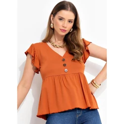 Blusa Malha De Viscose Elastano Terracota Colorido Quintess