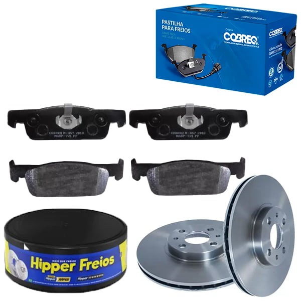 Kit Disco Freio Ventilado + Jogo Pastilha Freio LOGAN SANDERO - HIPPER FREIOS / COBREQ em Oferta na Shopee