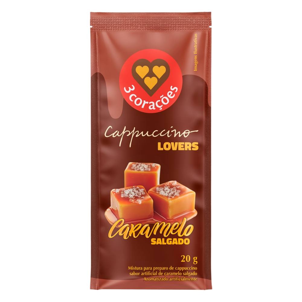 Cappuccino 3 Corações Lovers Caramelo Salgado Sachê 20g - Food & Beverages