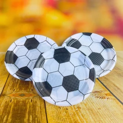 200 PRATO SOBREMESA FESTA FUTEBOL BRANCO 15cm