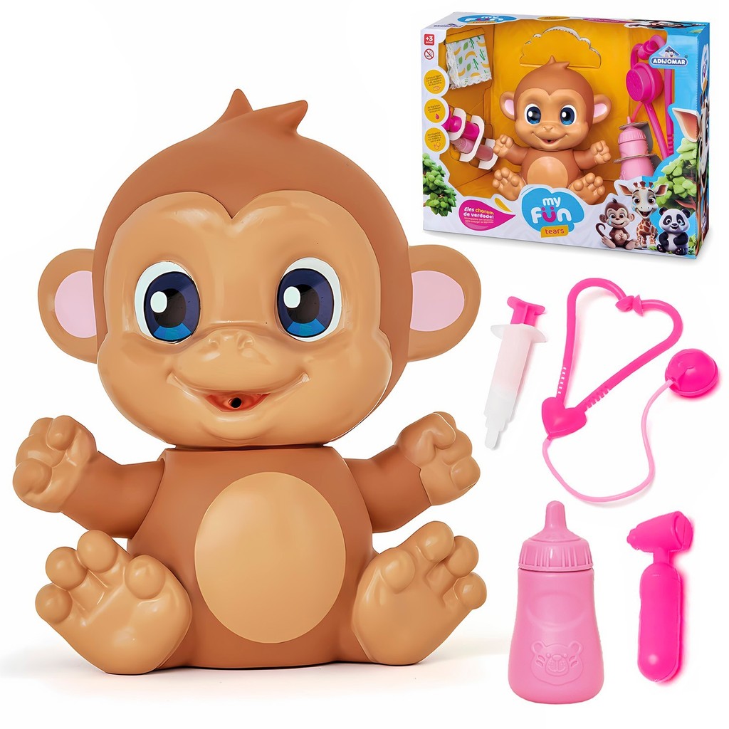Boneco Macaquinho Que Sai Lágrima Com Mamadeira Lencinho E Estetoscópio Infantil

 - Adijomar