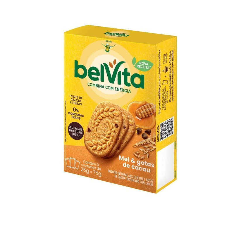 Biscoito BelVita Mel E Cacau Multipack 75g com 3 Unidades de 25g - Food & Beverages
