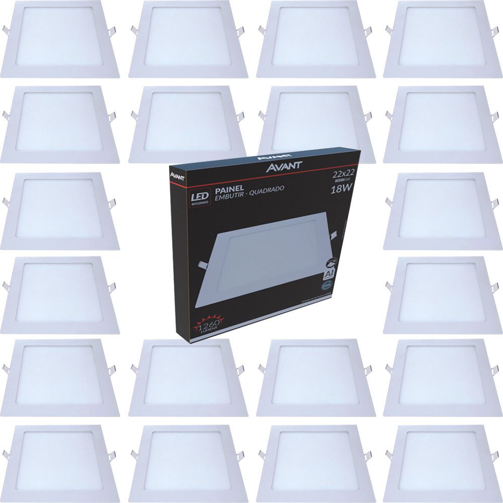 Kit 20 Painel Plafon Quadrado Embutir 18w Luz Branco Frio 6500k Luminária Gesso Avant em Oferta na Shopee