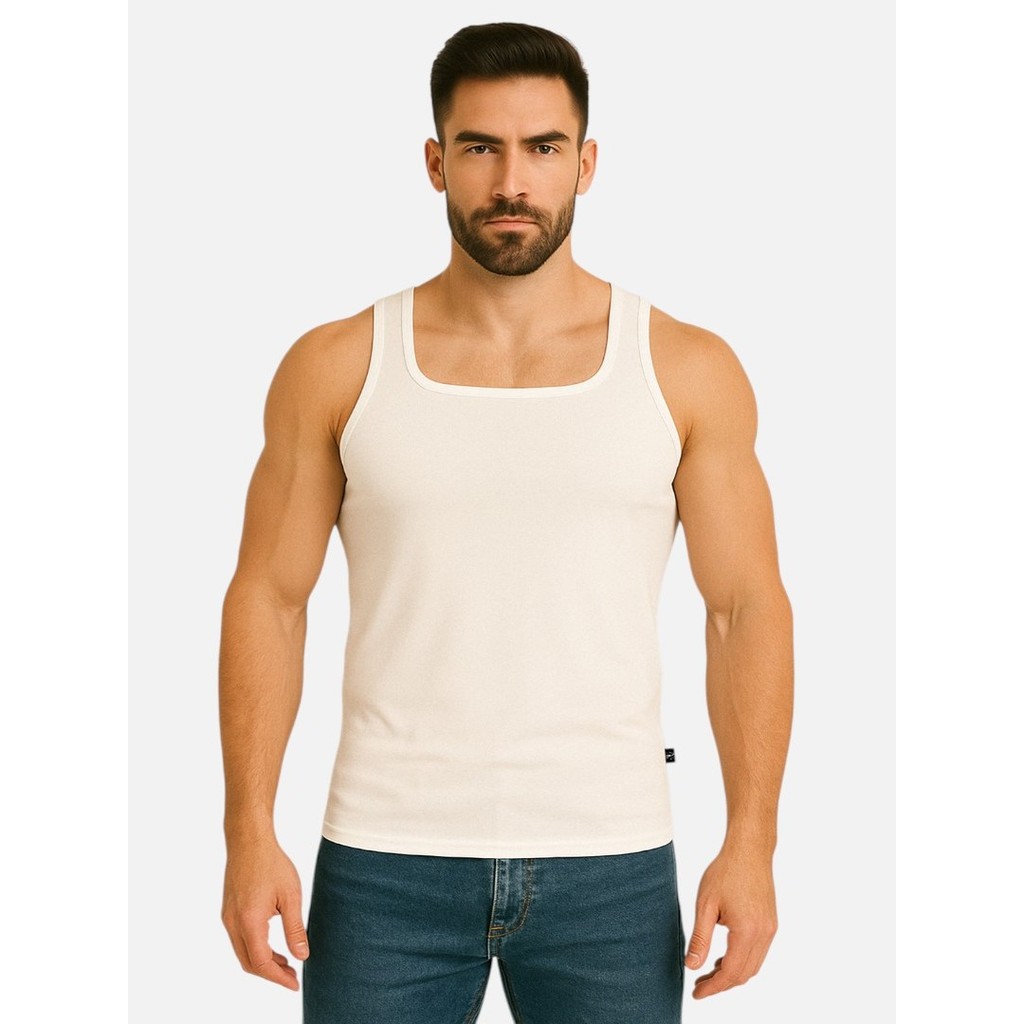 Camiseta Regata Masculina Tank Gringa Americana Básica Slim Fit Viscose Elastano Rapper Academia