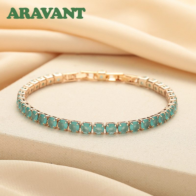 Aravant 925 Prata 3mm 4mm 18K Ouro Verde Zircão Pulseira Correntes Para Mulheres Meninas Charme Jóias em Oferta na Shopee