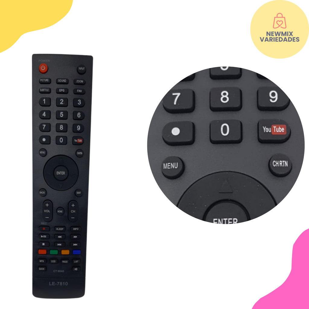 Controle Remoto Para TV Semp Toshiba LED/LCD – Modelo LE-7810 - NEW