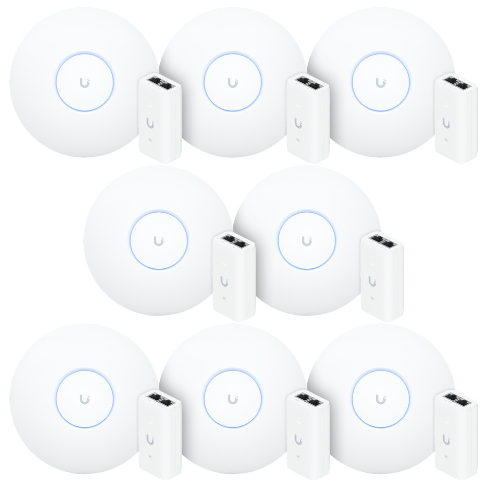 8 U6 Pro Ubiquiti Com 8 Fontes 48V 15W | 8 Roteadores WiFi 6 Access Point 5.3 Gbps + 8 Injetores PoE