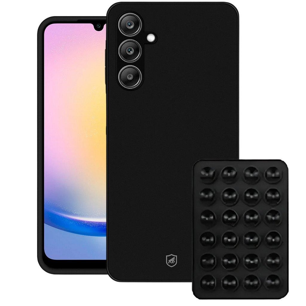 Kit Capa case capinha Silicon Veloz para Galaxy A25 5G +  Ventosa - Preta