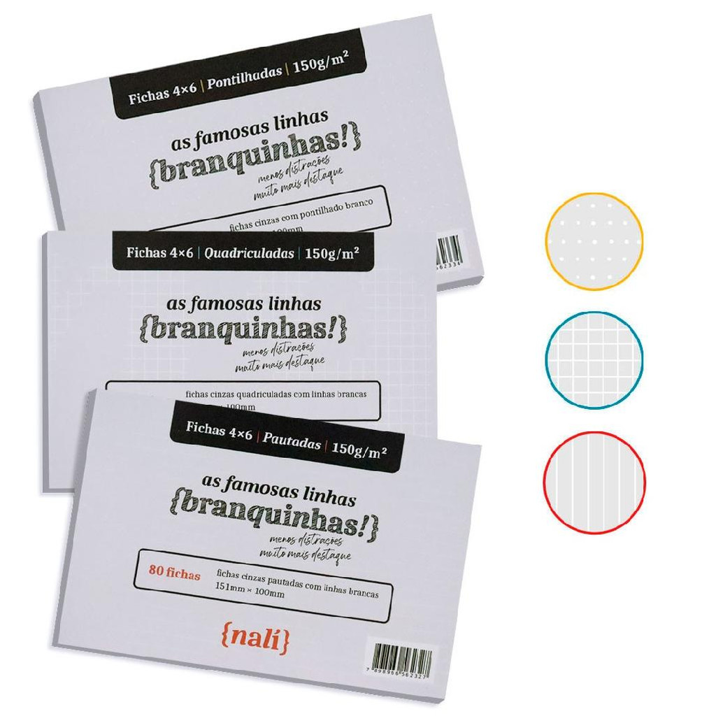 Fichas 4x6 nalí linhas brancas150g/m2 80 fichas - unidade