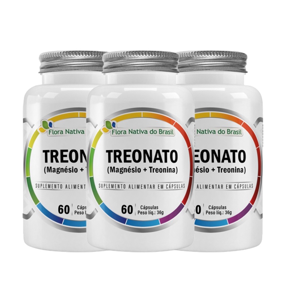 Kit 3x Magnésio L Treonato Puro Concentrado 180 Cápsulas 600mg Flora Nativa do Brasil