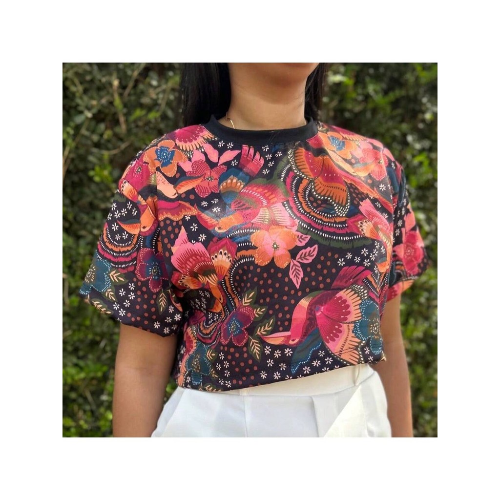 cropped oversized estampado camisão t shirt em Oferta na Shopee