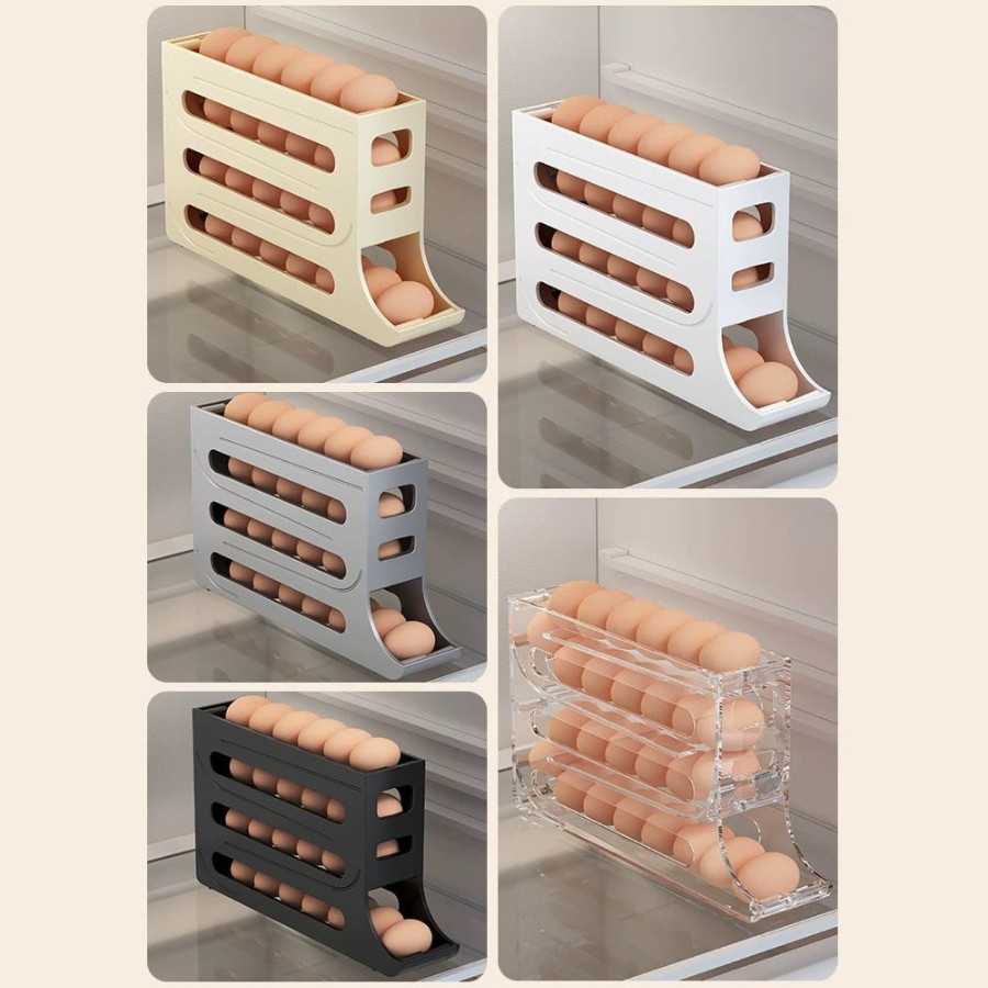 Porta Ovos 4 Andares Organizador Geladeira Suporte Bandeja Dispenser Deslizante Rolante