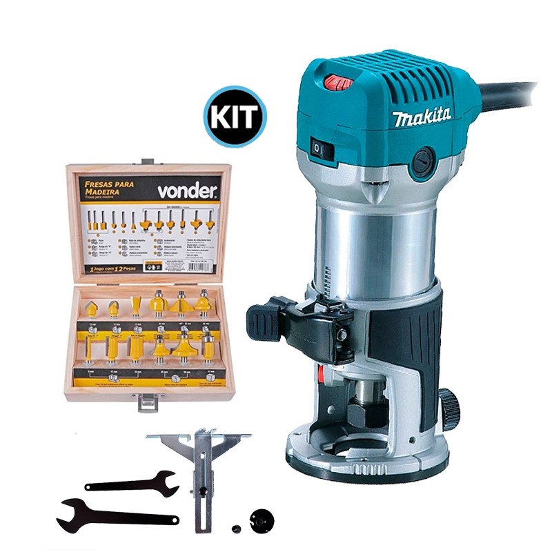 Tupia Makita RT0700C 710w  Jogo de Fresas para Madeira 6mm com 12 Pecas Vonder - 220v em Oferta na Shopee