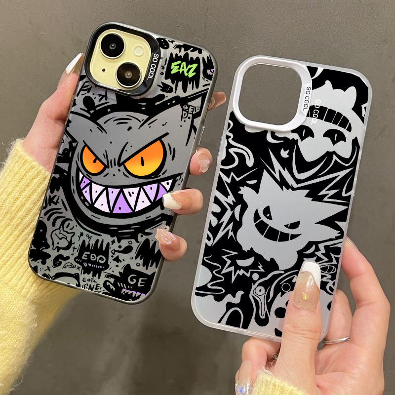 Capa De Telefone Para OPPO Reno 13F 12F 11F 14 13 12 11 10 Pro Reno13 F Pokémon Gengar Prata Dura Laser Anti-Queda Prote
