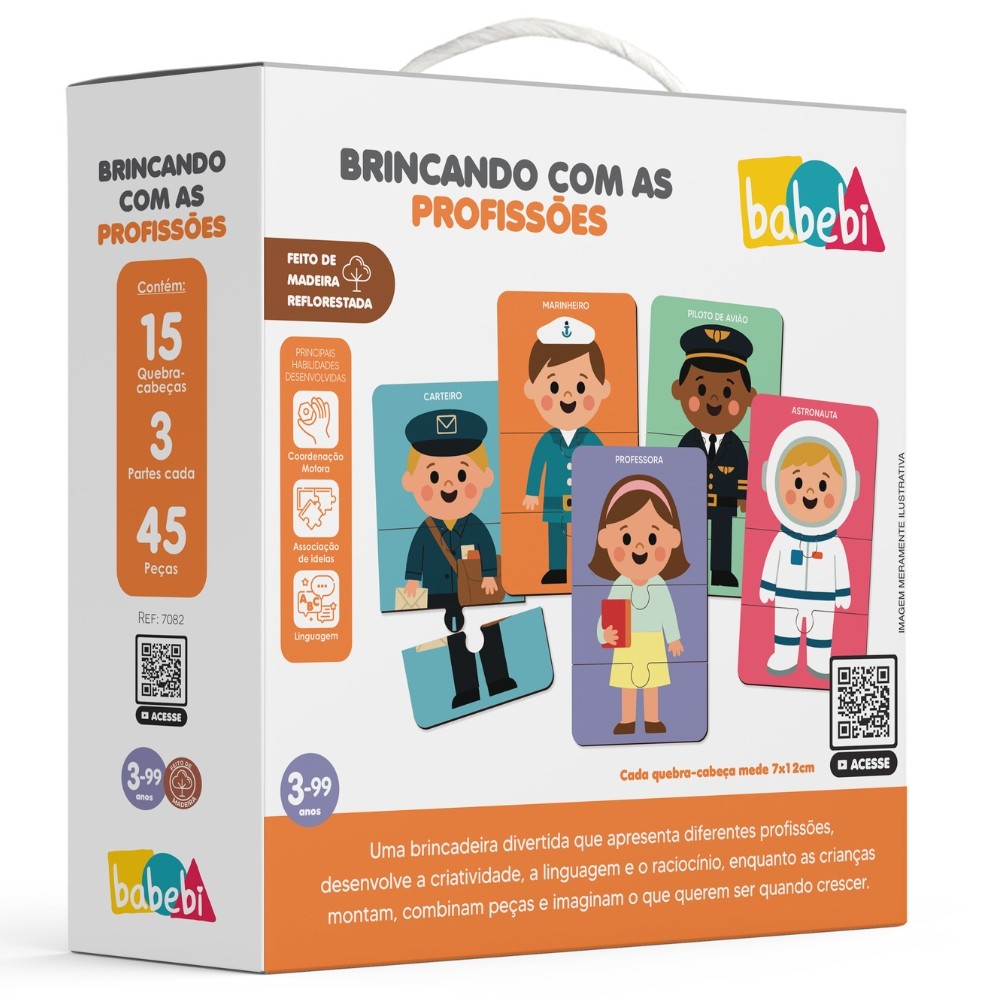 QUEBRA CABEÇA BRINCANDO COM AS PROFISSÕES MADEIRA BABEBI JOGO BRINQUEDO EDUCATIVO PROFISSÃO INFANTIL em Oferta na Shopee