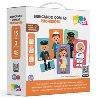 QUEBRA CABEÇA BRINCANDO COM AS PROFISSÕES MADEIRA BABEBI JOGO BRINQUEDO EDUCATIVO PROFISSÃO INFANTIL em Oferta na Shopee