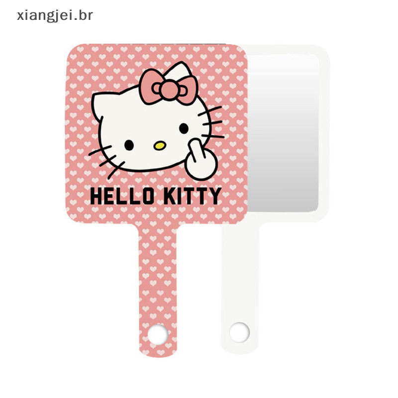 xiangjei Kawaii Sanrio Anime Handle Mirror Cute Hello Kitty Cartoon Portátil De Alta Visualização Maquiagem Mirro Presentes Para Meninas BR