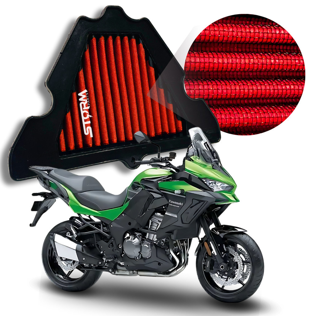 Filtro de Ar Esportivo moto Kawasaki Versys 1000 cc 2020 a 2023 Cilindradas Lavável Reutilizável