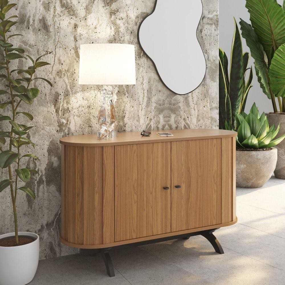 Balcão Buffet Curvo Em Mdf Freijó-Preto 130cm Tb289 em Oferta na Shopee