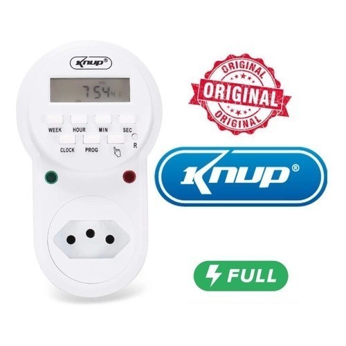 Temporizador Timer Digital Lcd Programável Tomada Bivolt 10a knup