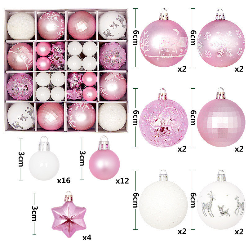 Bola de Natal 44pcs Bola de Natal Pintada Bola de Natal Especial Bola de Natal de 3-6cm Plástico Bola de Natal Ornamentos de Natal